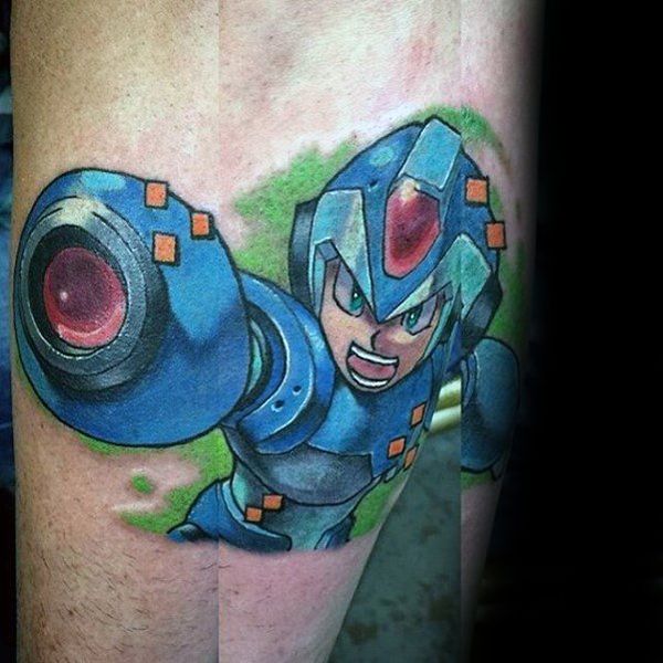 My wife got her X and Zero tattoo colored in today She loves it  r Megaman