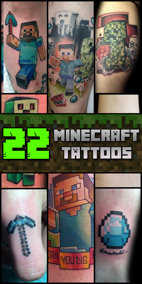 22 Minecraft Tattoos - The Body is a Canvas #Minecraft #tattoos #tattooideas