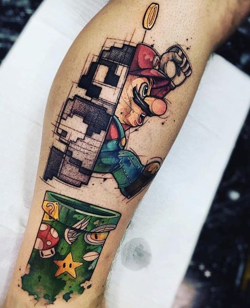 22 Super Mario Tattoos - The Body is a Canvas #SuperMario #tattoos #tattooideas