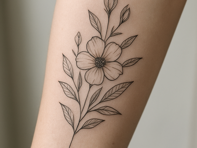 Close-up of healed tattoo linework on skin showing sharp detail